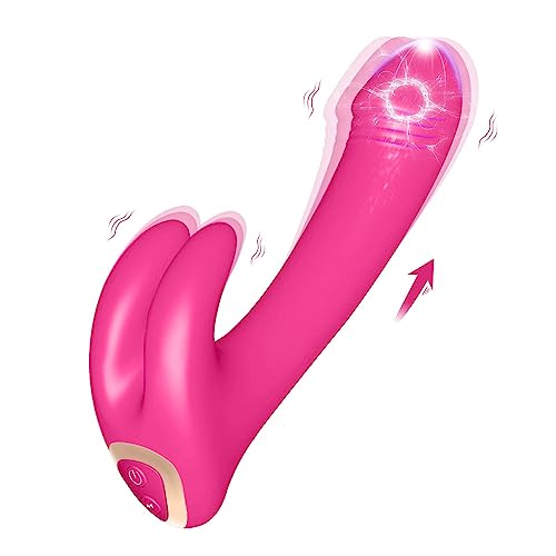 G Spot Rabbit Vibrator Bendable Clitoral Stimulator, YIRSA Realistic Dildo with 10 Vibration Modes, Soft Silicone Bunny Clit Vagina Nipple Stimulation Adult Sex Toys for Women Couple (Rose Red)
