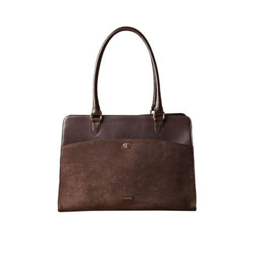 Image of Theater Dr. Grief Brown Croco Handbag for Women | Structured Top Handle Tote with Spacious Interior | Elegant Office Work & All Day Essential Laptop Bag