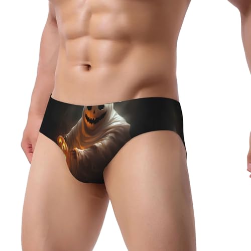 Ghost Holding A Jack O Lantern Print Men'S Triangle Briefs Soft Stretch Breathable Man Panties2