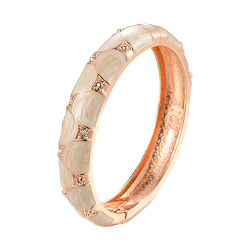 Ujoy Vintage Cloisonne Bracelet Handcraft Multi-Colored Enamel Open Hinged Cuff Bangle Jewelry Gifts 88C02 White #TOP12