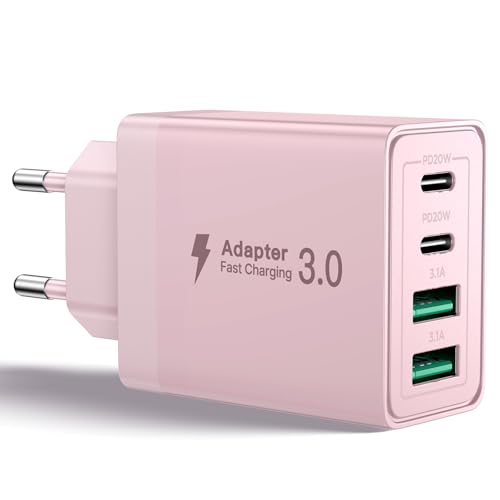 Aioneus Chargeur USB C, 40W 4 Port Prise USBC Chargeur Rapide iPhone, 3.1A PD+QC Type C Adaptateur Multi Secteur Chargeur pour iPhone16 15 14 13 12 11 Pro Max...