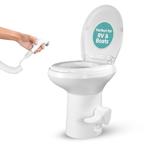 SereneLife RV Toilet - Small Camp Toilet with Foot Pedal and...
