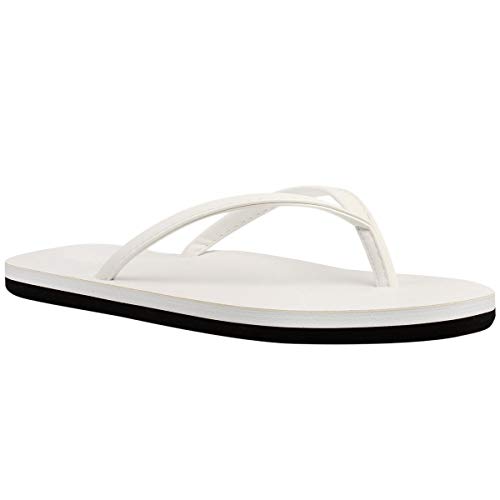 wealsex Femmes Hommes Tongs Plates Chaussures Sandales Flip Flop Plage Piscine Simple Classique (Blanc,35 EU/36 EU)