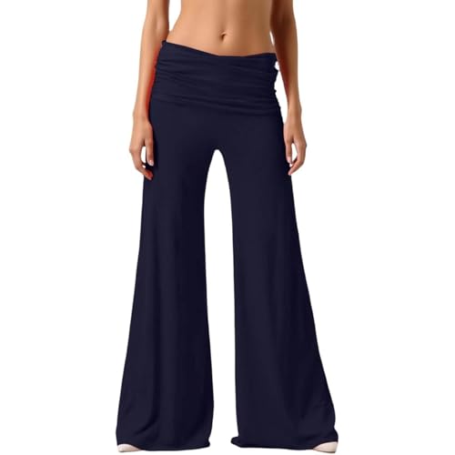 Coral Pants para Mujer, Pantalones de Yoga Deportes Suelta Chándal Coral Foldover Pants Casual Leggings Moda Casual Color Sólido Casual Cómodos