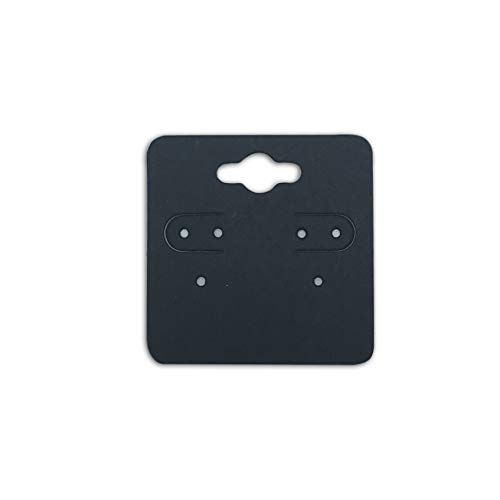 Image of 500-Pack 2x2 Pre-Punched Hanging Jewelry Earrings Display Cards (Black Kraft Paper, Small)