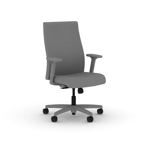 Image of HON Ignition 2.0 Ergonomic Office Chair with Adjustable Arms, Standard Synchro‑Tilt Recline, Upholstered Desk and Computer Chair for Home Office or Workstation, Titanium Frame, Frost