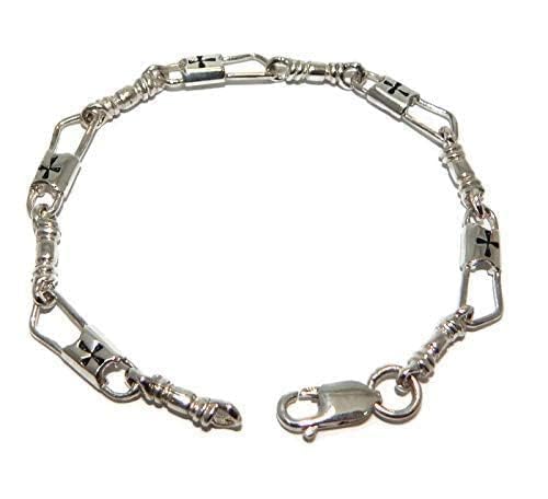 Acts Bracelet Fishers of Men Sterling Silver Regular Link, Maltese Cross Design2