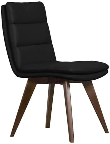 Porter Designs Castor Genuine Leather Dining Chair in Black (Set of 2) - Thumbnail 3
