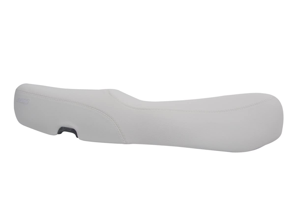 Funda de Asiento Compatible con Piaggio Vespa LX 125/150 2012-2016 Color Blanco con Costuras Blancas