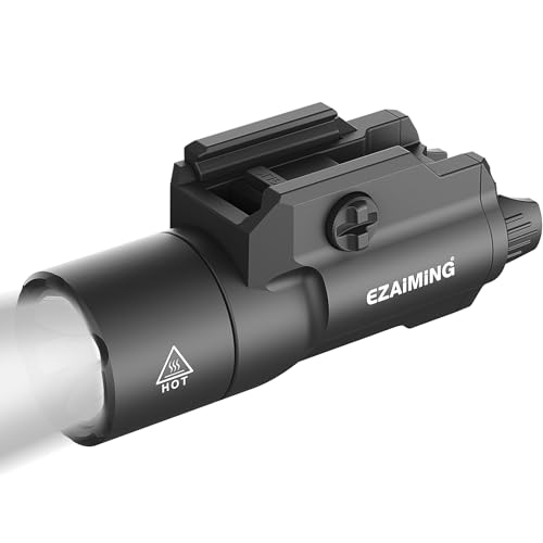 EZAIMING 1750 Lumen Tactical Flashlight for Full Size Pistol/Handgun, Momentary/Strobe Function for 1913 Picatinny Rail