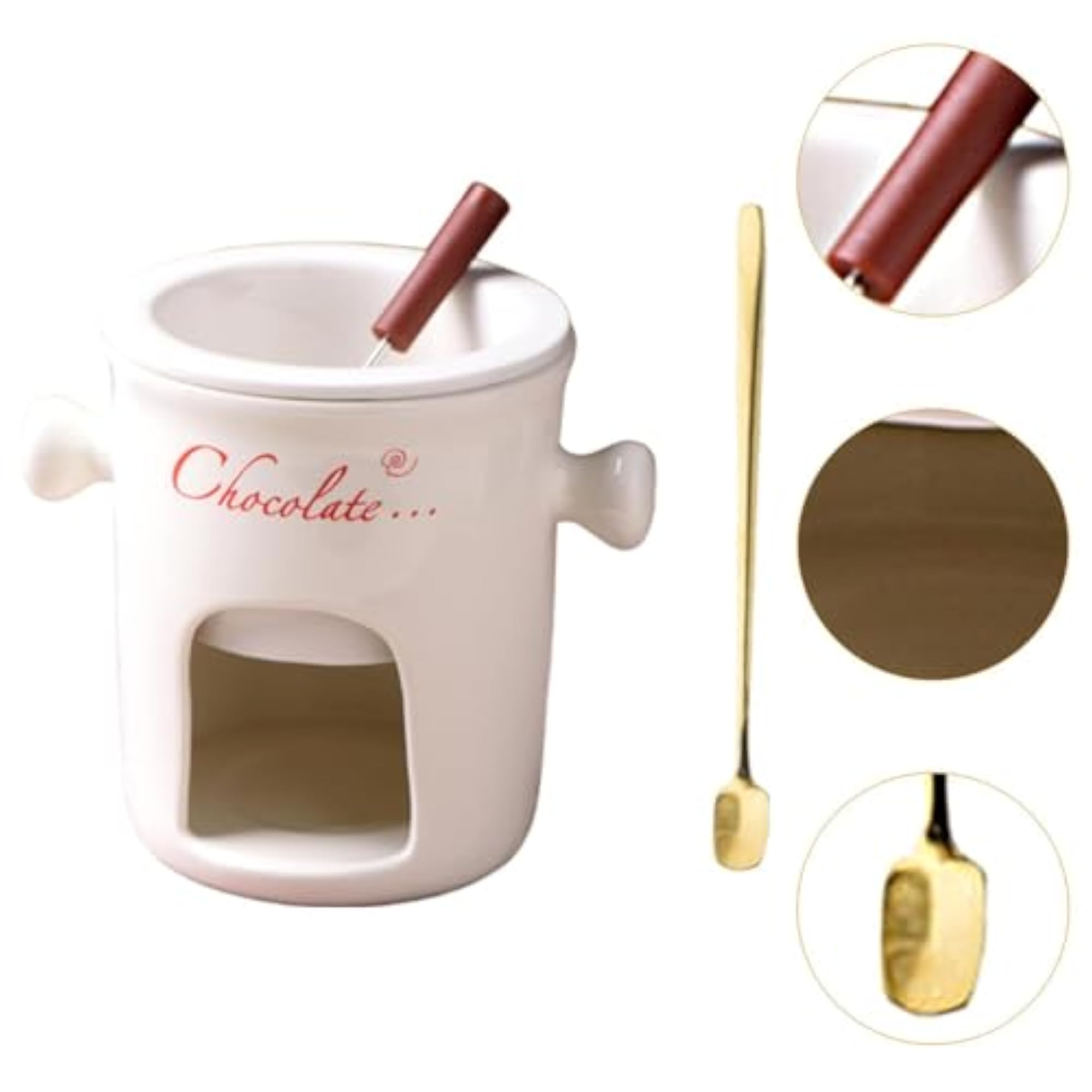 Fondue Mug for Melting Chocolate and Cheese, White