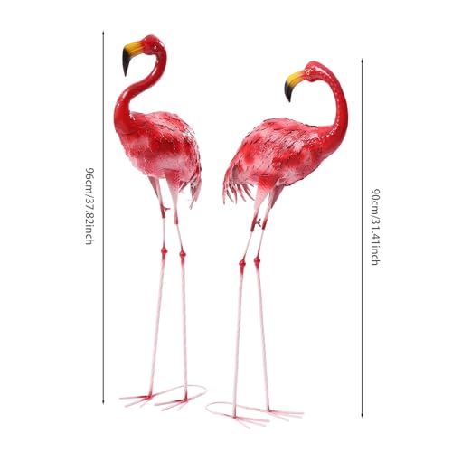 Image of Flamingo Ornament,Flamingo Garden Statues and Sculptures,Metal Birds Yard Art Outdoor Statue, Red Pink Flamingo Lawn Ornaments for Home, Patio, Backyard Decor (2)