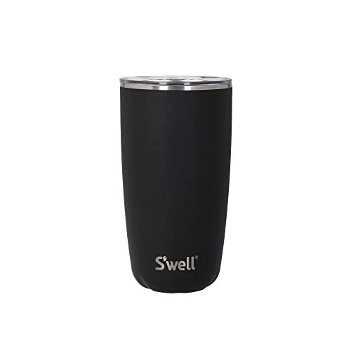 Sip by Swell Travel Mug: The Ultimate Companion for Beverage Lovers 5 S'well Stainless Steel Tumbler with Slide-Open Lid, 18oz, Onyx, Triple Layered Vacuum Insulated Containers Keeps Drinks Cold for 12 Hours and Hot for 4, BPA Free