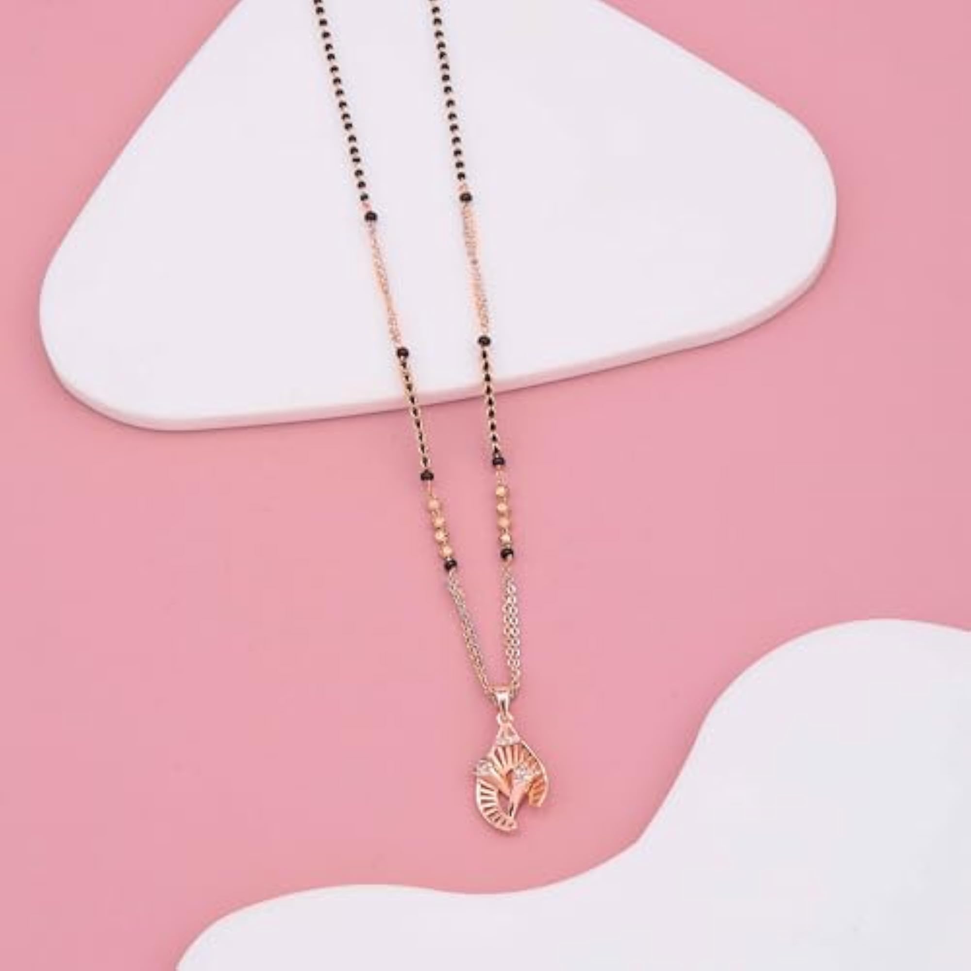 Graceful Rose Gold Plated Mangalsutra with Dual Chain