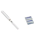 Product 1: De plástico ABS. Lamy safari - pluma estilográfica blanca, plumín medio. + 1220536 T 10 Set de cartuchos de tinta, 10 unidades, color azul