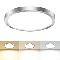 slochi Bathroom Light, 3000K/4000K/6500K 3 Color Temperature, Waterproof IP44, Small, Round, Modern, Flush Ceiling Light for Bathroom, Kitchen, Bedroom, Hallway18CM(Brushed Nickel)