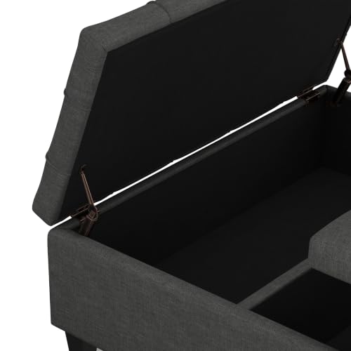 SIMPLIHOME Harrison 40" Wide Linen Look Lift Top Ottoman in Slate Grey by SIMPLIHOME - Used condition - Image 7