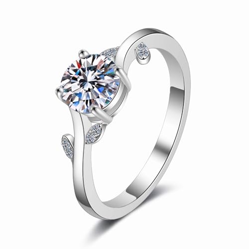 Bague Moissanite 1ct StarGems anneau anti-ternissement argent et platine