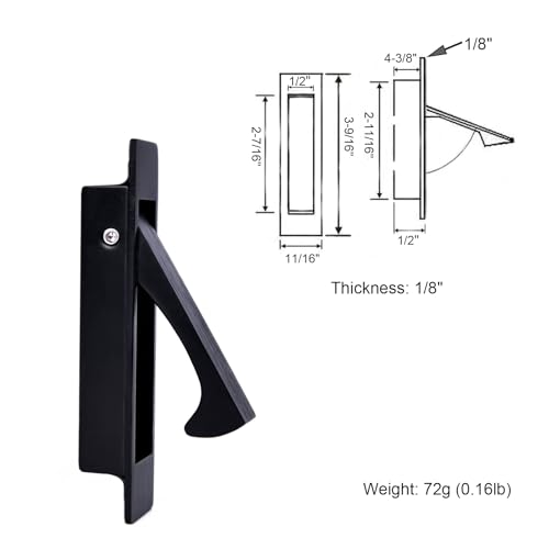 Dontay Pocket Door Handles Edge Pull,Professional Stainless Steel 304, Flush Mount Door Pull for Pocket Sliding Door (Matte Black, 1)