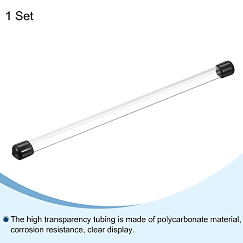 Image of PATIKIL Clear Rigid Tube Round Plastic Tubing with Black Rubber Caps Polycarbonate Water Pipe, 305mm / 12 Inch Length, 6mmx8mm /0.23 inchx0.31 inch, 1 Set
