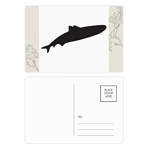 Carte postale requin et fleur lot de 20 pour remerciements multicolores 14x9cm