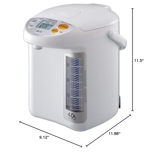 Image of Zojirushi CD LFC40 Micom Water Boiler and Warmer, 4.0 L, 135 Oz (White) | 4.0 L Capacity, Panorama Window Gauge, 4 Keep-Warm Temps Plus Quick Temp, LCD, 800W, Nonstick Interior, (135 Oz)