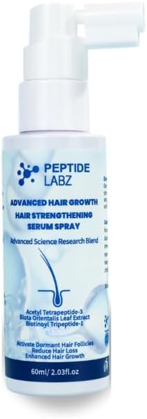 Peptide Hair Growth Serum Spray with Acetyl Tetrapeptide-3, Biotinoyl Tripeptide-1, Caffeine and Licorice Root Extract