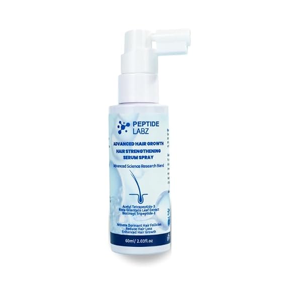 Peptide Hair Growth Serum Spray with Acetyl Tetrapeptide-3, Biotinoyl Tripeptide-1, Caffeine and Licorice Root Extract