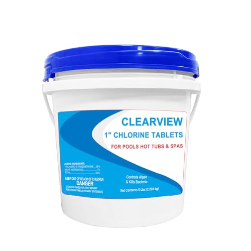 ClearView Stabilized Chlorine Tablets 1 Inch 3.5 Lbs for Pools, Slow-Dissolving 1' Chlorinating Tablets Sanitizer for Spas and Hot Tubs, Control Algae & Kills Bacteria
