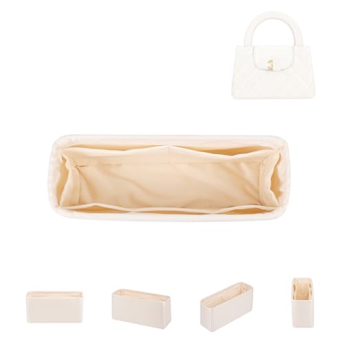 Image of DGAZ Silk Purse Organizer Insert For Chanel Kelly bags,Silky Smooth Bag Organizer,Luxury Handbag & Tote Shaper(Craie,Large)
