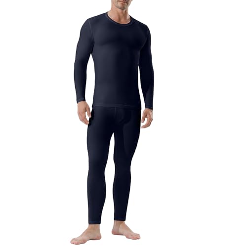 Channo Ropa Interior Térmica para Hombre: Camiseta Manga Larga y Pantalones Térmicos - Ideal para Correr y Esquiar Azul XL