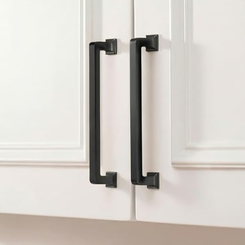 homdiy 5 Pack 6-1/4 Inch Black Cabinet Handles, Solid Zinc Alloy Pulls