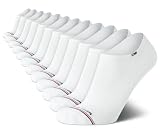 Tommy Hilfiger Mens No Show Socks - 10 Pack Cotton Blend Ankle Socks for Men - Ultra Low Cut Liners for Loafers and Sneakers, Size 7-12, White Stripe (12Pk)