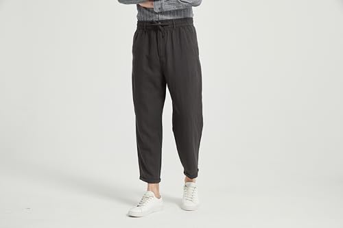 Ross&Freckle Men's Loose-fit Straight Leg Elastic Adjustable Waist Pant with Pockets3