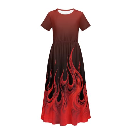 Vestido largo Fire para niñas en color rojo vibrante ideal para eventos