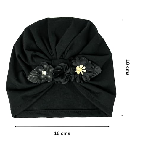 Image of THE LITTLE LOOKERS Turban Cap | Turban Knot Bow Cap | Turban Cap for New Born Kids | Cap for Baby Girl |Cap for Baby Boy | Baby Flower Turban Cap