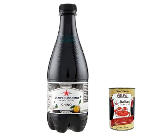 12x San Pellegrino Chinotto Chino Italienisches Softdrink-Getränke, PET, 450ml, italienische Bitterorange Limonade + Italian Gourmet polpa 400g