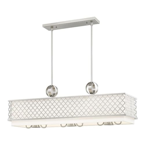 Livex Lighting Linear Chandelier, Steel, Brushed Nickel