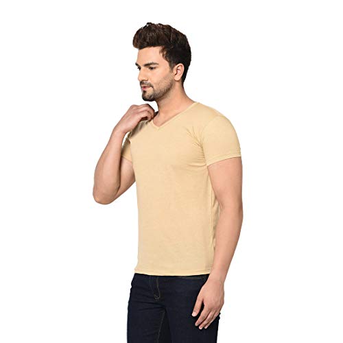 Image of Men's Cotton Blend Half Sleeve V Neck Tshirt