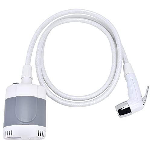 Portable Outdoor Shower Camping Pump Handheld Sprayer USB Charging for Hiking Traveling (Grey+White)