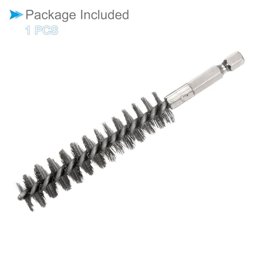 Image of Bore Brush, 17mm Dia 75mm Length, Stainless Steel Twisted Cleaning Wire Brushes with 1 /4 inch Hex Shank - (Applications: for Power Drill)