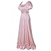 Regency Dresses for Women Ruffle Neck Pearls Rhinestone Empire Waist Regency Era Dress Victorian Retro Ball Gown M Pink