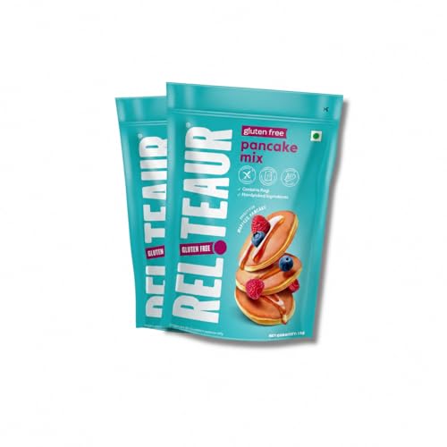 Image of Reliteaur Foods Gluten Free Pancake Mix (1KG) | No Maida | Ragi, Rice & Bengal Gram | For Waffles And Pancakes |AOECS Certified | No Allergen | Quick And Easy (Pack Of 2)