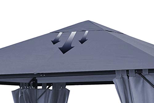 QUICK STAR Techo de Repuesto de 250 g, para jardín, cenador de 3 x 3 m, Gris RAL 7012 Antiguo - imagen 3