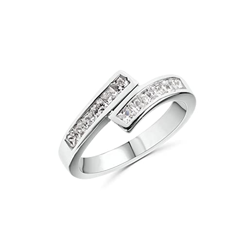 Bague contrarié femme en argent 925 et zircons carrés pour vos soirées