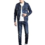 Men's Denim Set – Spring & Fall 2 Piece Outfit With Jacket And Pants Casual Fashion Denim Suit For Men