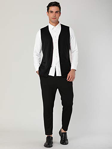 Lars Amadeus Men's V Neck Vests Sleeveless Pockets Button Up Casual Vest3