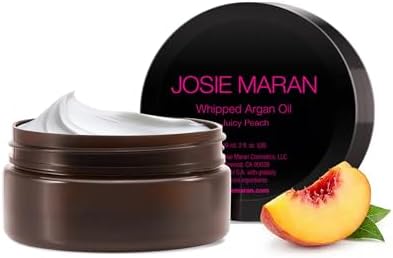 Josie Maran Whipped Body Butter - Skin Firming Body Cream with Argan Oil, Whipped Shea Butter, Avocado Oil & Essential Fatty Acids - Radiance-Boosting Skincare - Juicy Peach (2 Fl oz)
