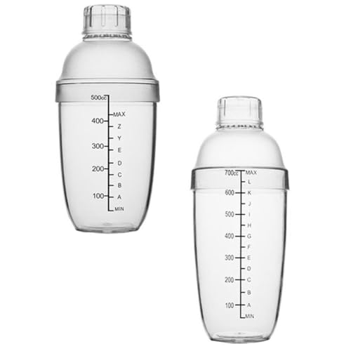 Gadpiparty Botella mezcladora de policarbonato a prueba de congelación con capacidad de 530 cc y 700 cc, y coctelera de té con leche medible con función antiquemaduras, aspecto esmerilado para uso