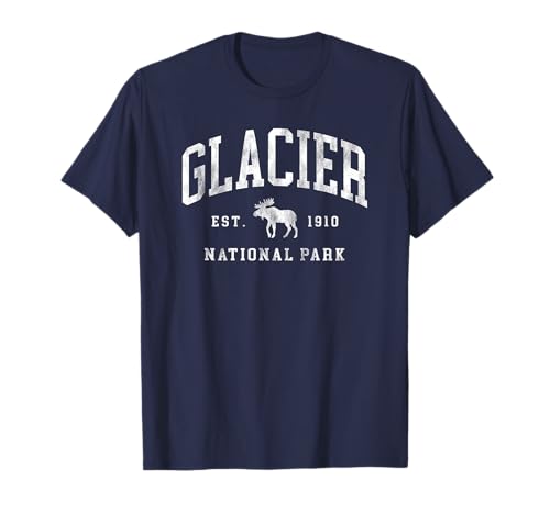 Retro Glacier National Park Est 1910 Mens Womens Hiking T-Shirt
